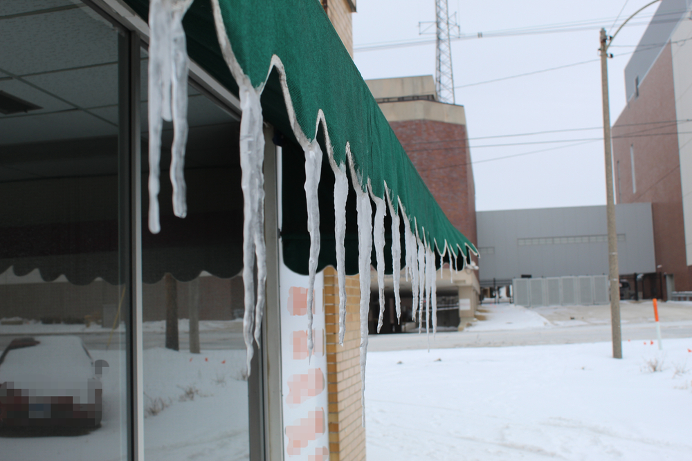 awning with snow and ice